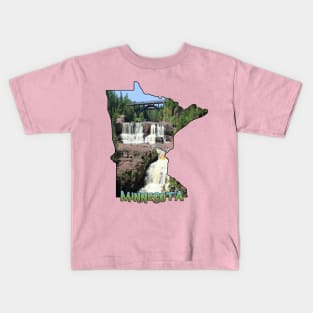 Minnesota State Outline (Gooseberry Falls State Park) Kids T-Shirt